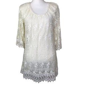 Lily Mason ladies lace mini dress long sleeve sheer size Medium NWT